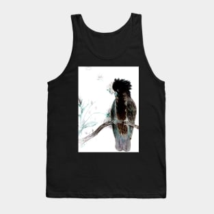 TROPICAL BLACK COCKATOO PARROT PALM WHITE ABSTRACT POSTER PRINT Tank Top